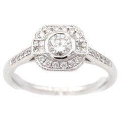 Anillo de diamantes vintage de estilo Art Déco, alianza de oro blanco de 18k, anillo de novia