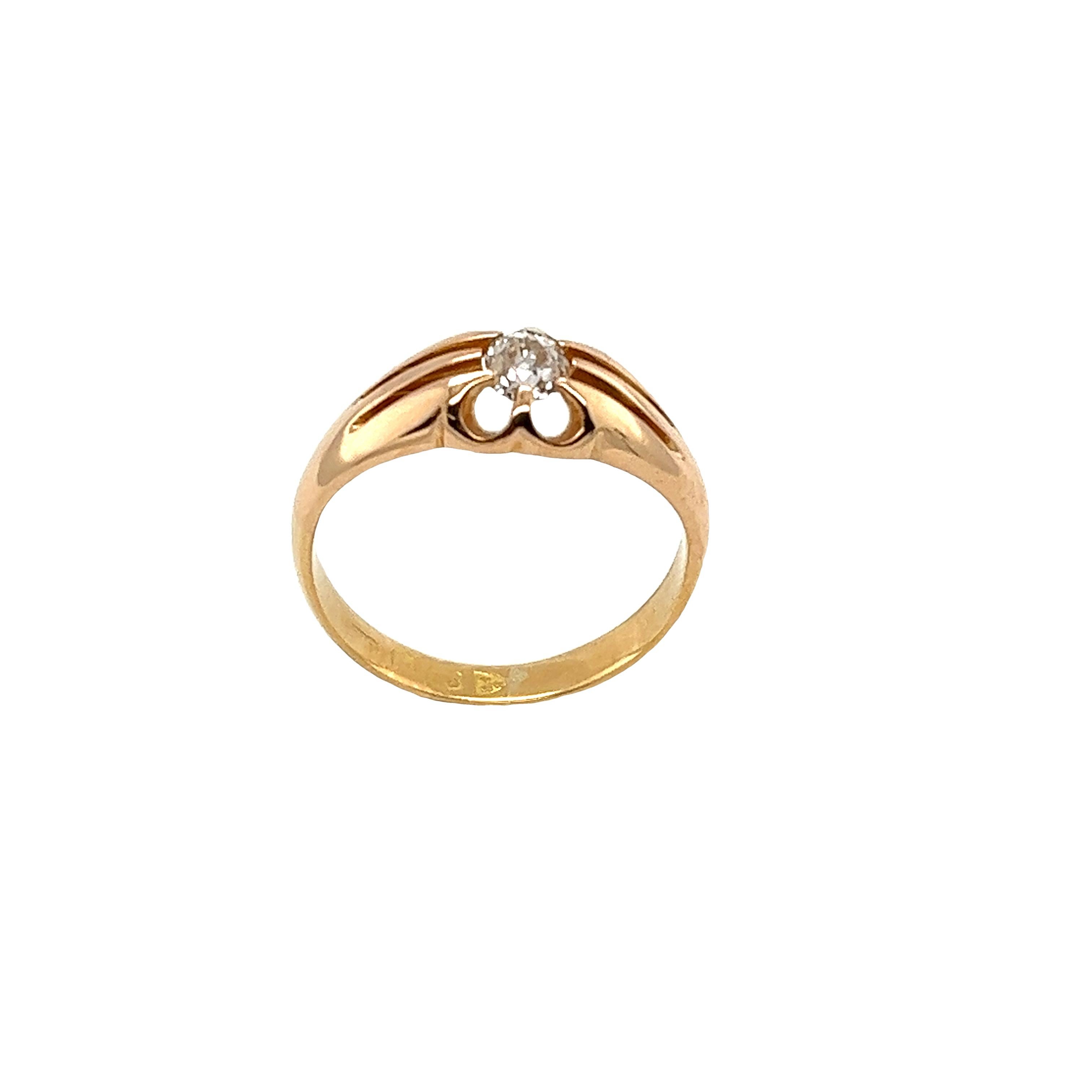 Bague vintage sertie d'un diamant taille rose 0,15 carat Pour femmes en vente