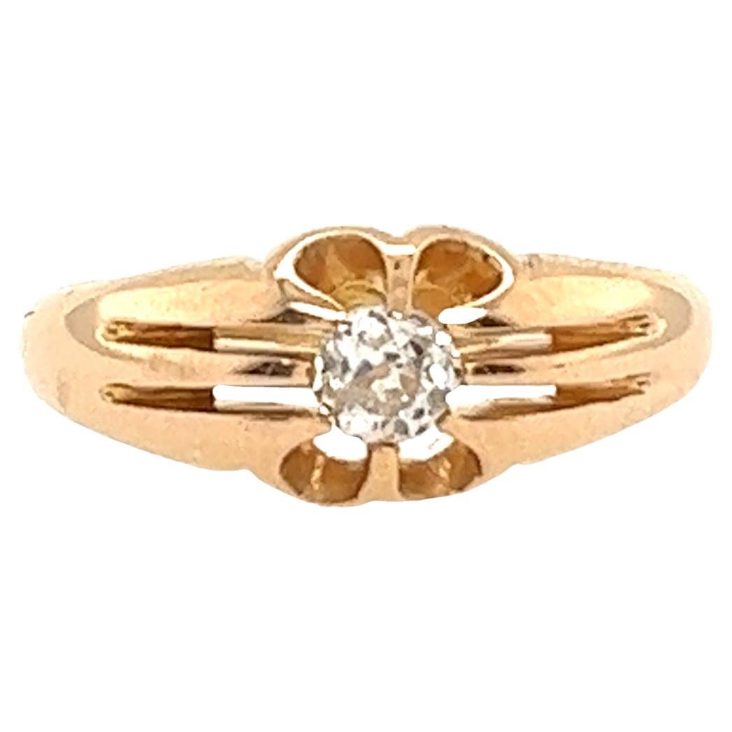 Vintage Diamond Ring Set With 0.15ct Rose Cut Diamond For Sale