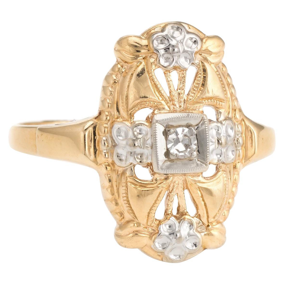 TwoTone 14 Karat Gold Diamond Pavé Ring at 1stDibs