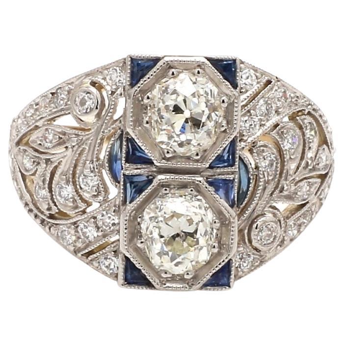 Vintage Diamond Ring with Sapphire Accents