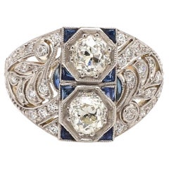 Vintage Diamond Ring with Sapphire Accents