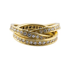 Vintage Diamond Rolling Eternity Band Ring with French Hallmarks in 18 Karat
