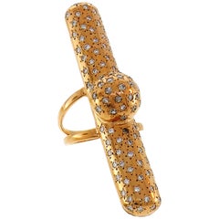Anello vintage in oro 14k con diamante Cocktail Estate Jewelry