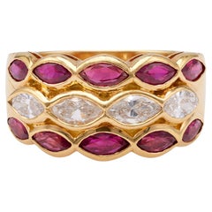 Vintage Diamant-Rubin-Ring aus 18 Karat Gelbgold