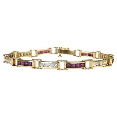 Vintage Diamond & Ruby Bracelet in 14K Yellow Gold