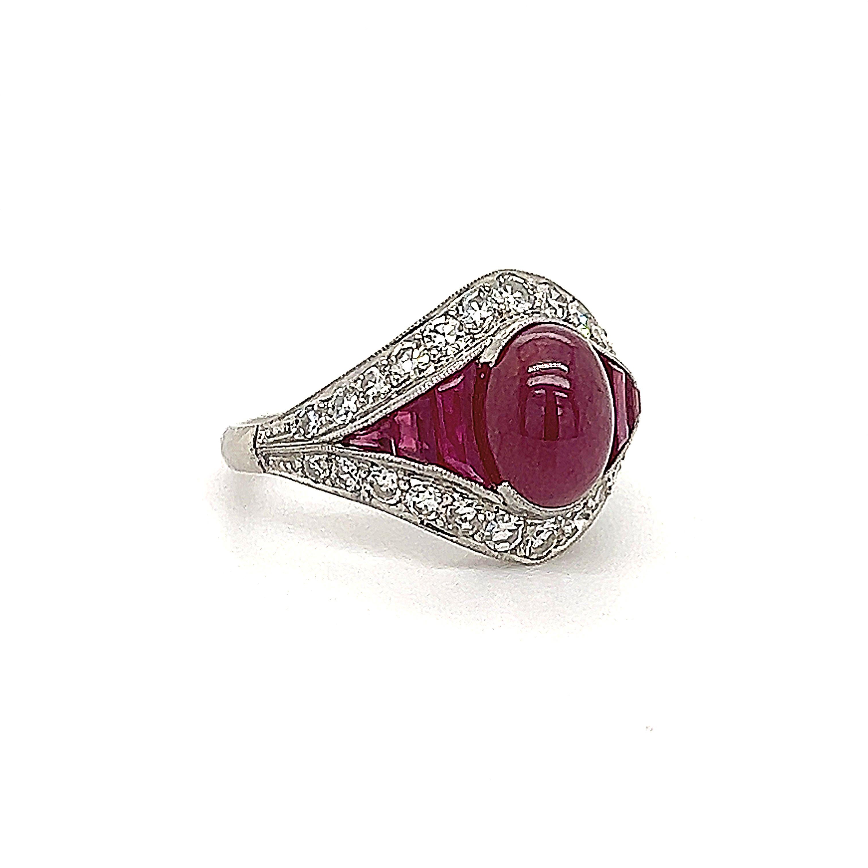 Art Deco Vintage Diamond & Ruby Cocktail Ring