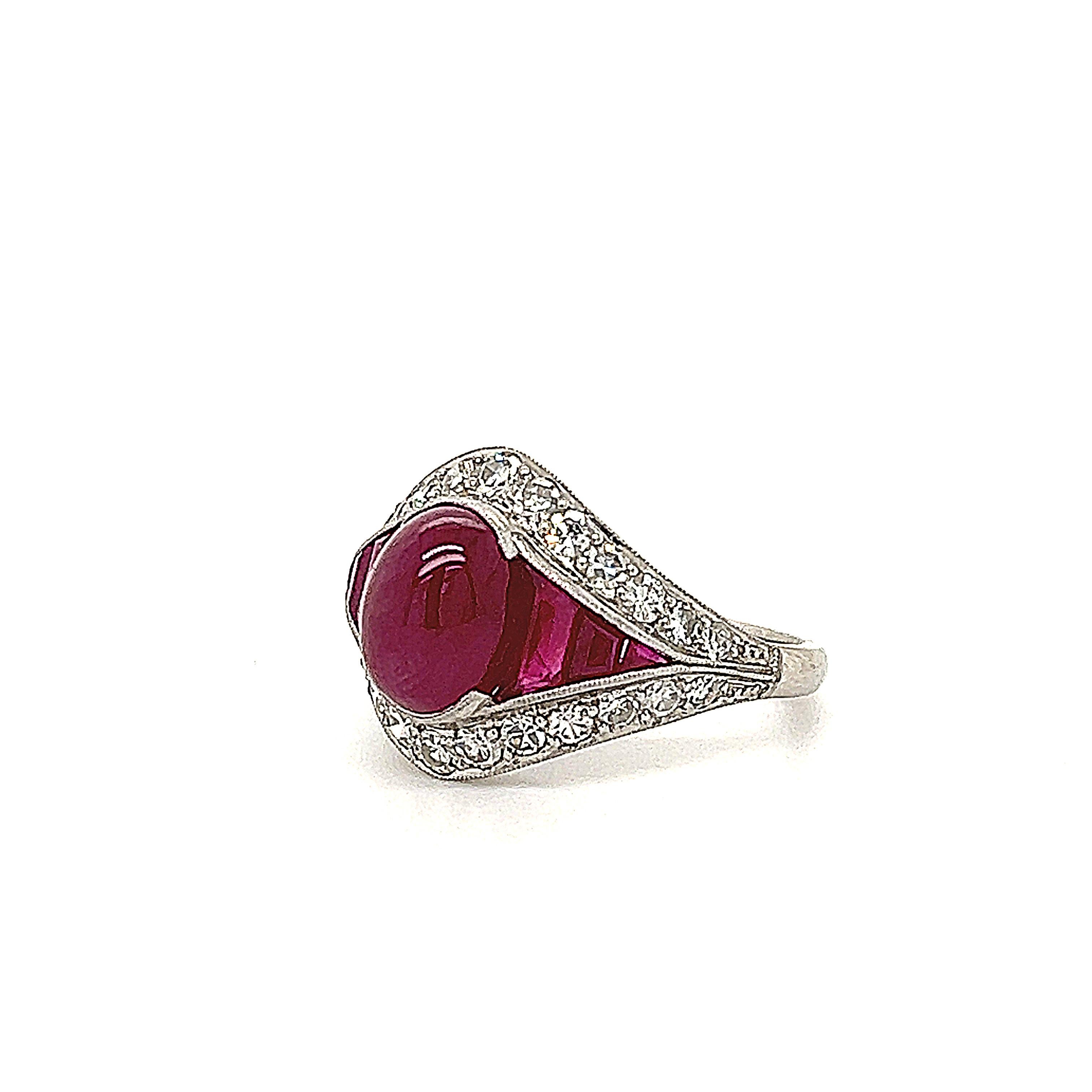 Mixed Cut Vintage Diamond & Ruby Cocktail Ring