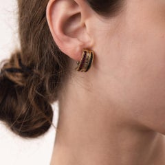 Vintage diamond ruby sapphire 18k yellow gold clip earrings