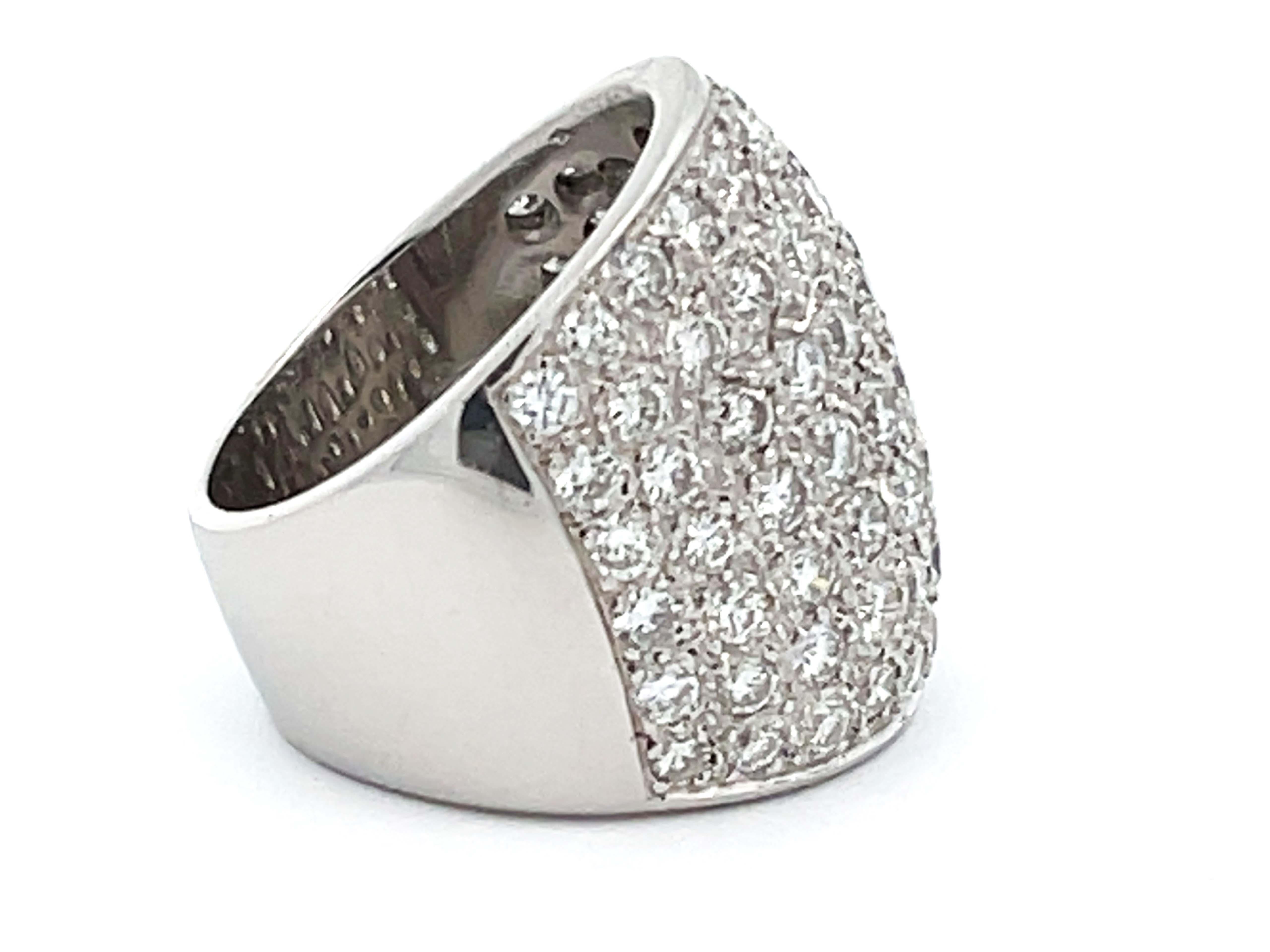Women's or Men's Vintage Diamond Saddle Wide Band Ring in Platinum For Sale