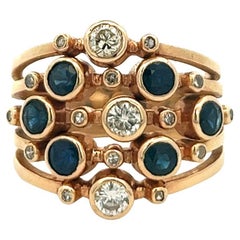 Vintage Diamond Sapphire 14 Karat Yellow Gold Ring