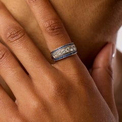 Vintage diamond sapphire 18k white gold band