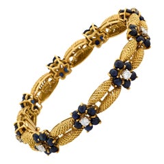 Vintage Diamant Saphir 18k Gelbgold floral Armband