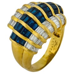 Vintage diamond sapphire 18k yellow gold ring