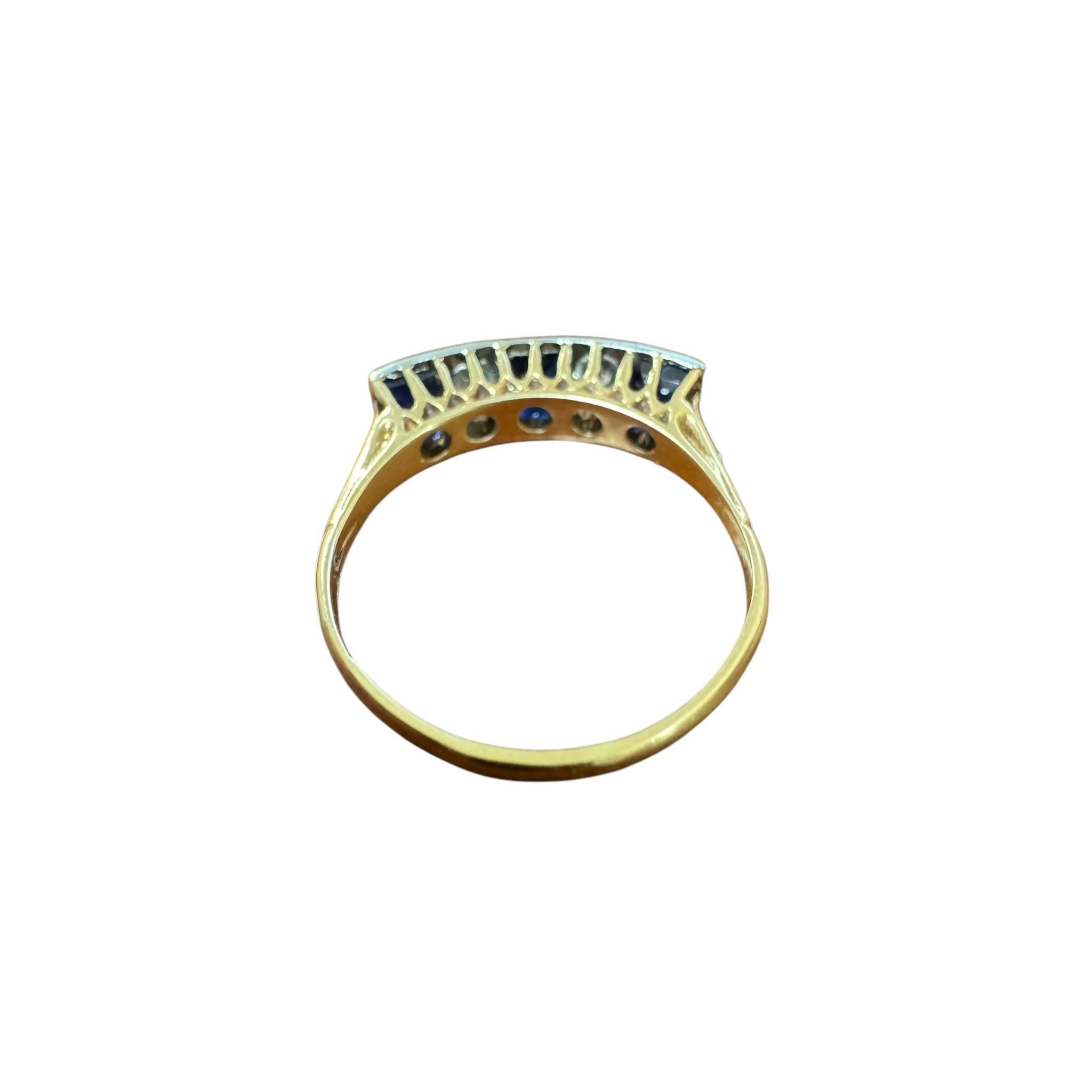 Vintage Diamond & Sapphire Band Style Ring For Sale 4