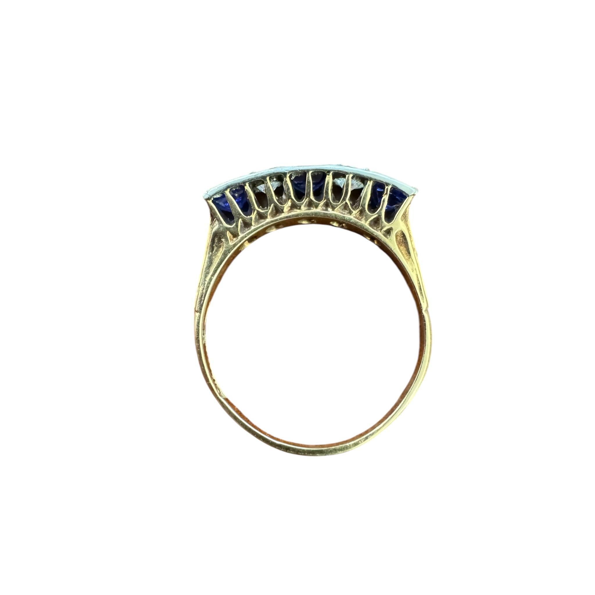 Vintage Diamond & Sapphire Band Style Ring For Sale 5