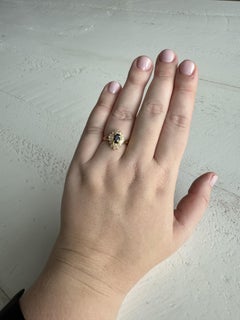 Vintage Diamond & Sapphire Cluster Ring 14K Yellow Gold