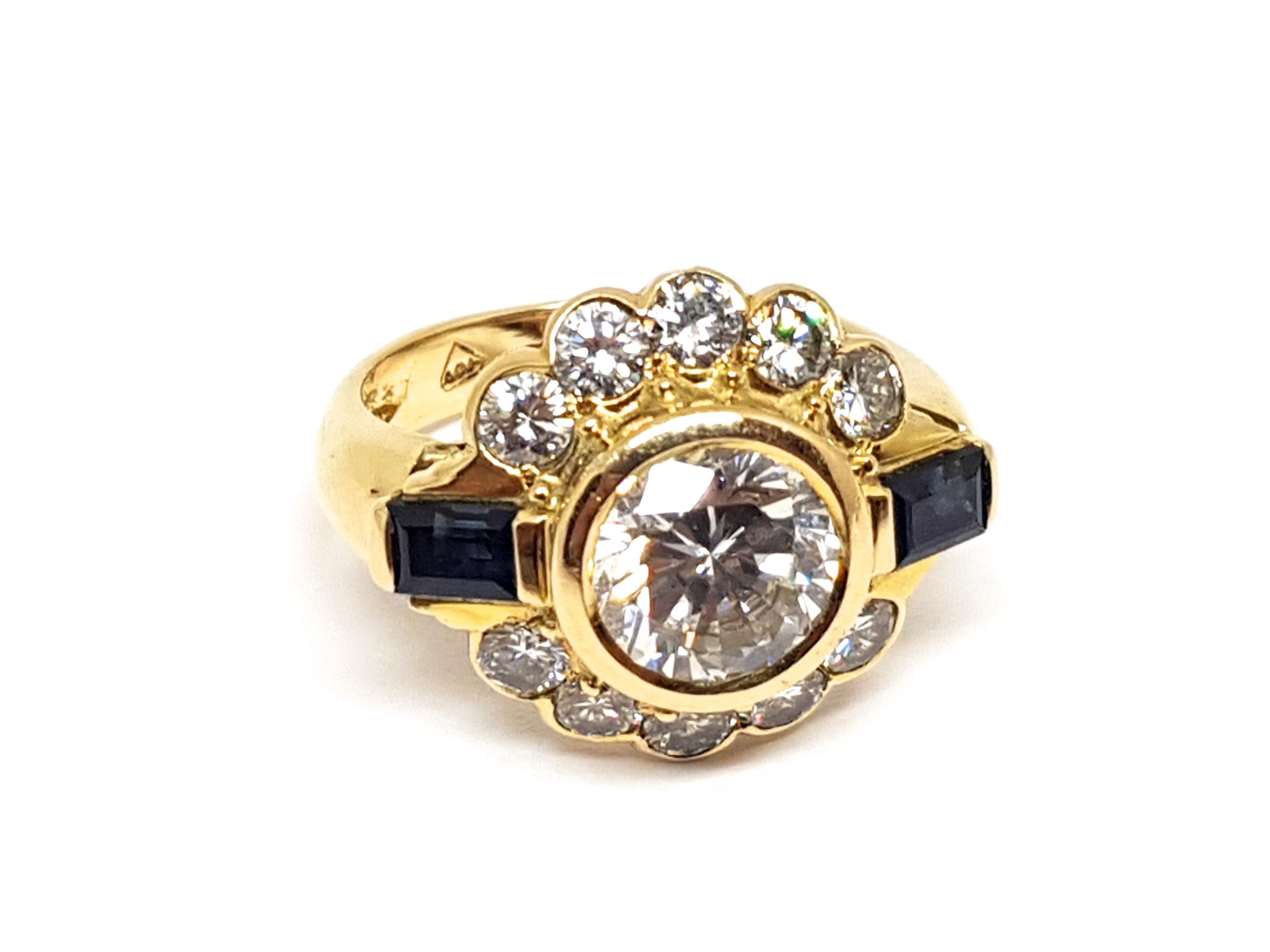 Vintage Diamond Sapphire Engagement Bridal Anniversary Wedding Yellow Gold Ring 5