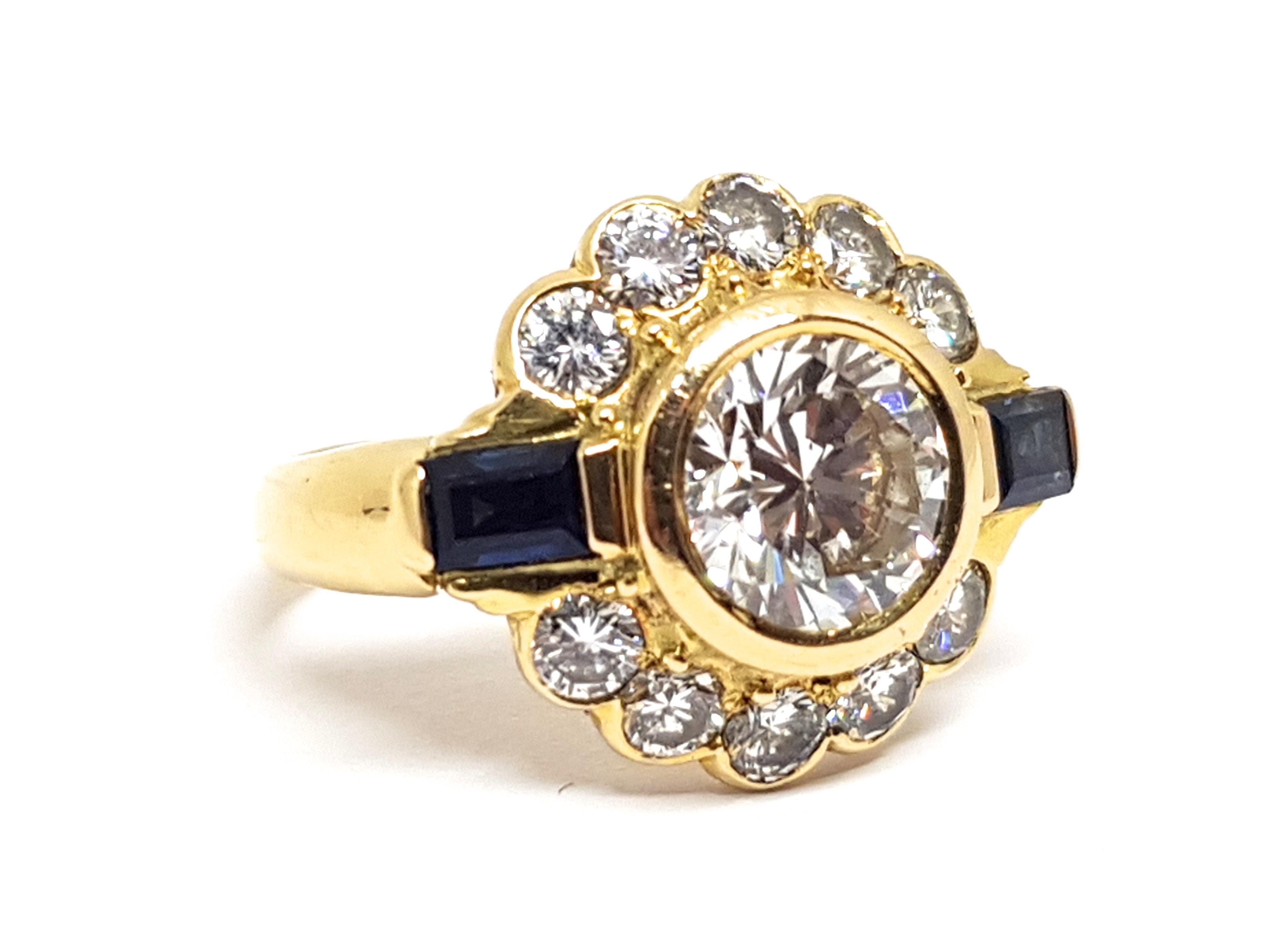 Vintage Diamond Sapphire Engagement Bridal Anniversary Wedding Yellow Gold Ring 1