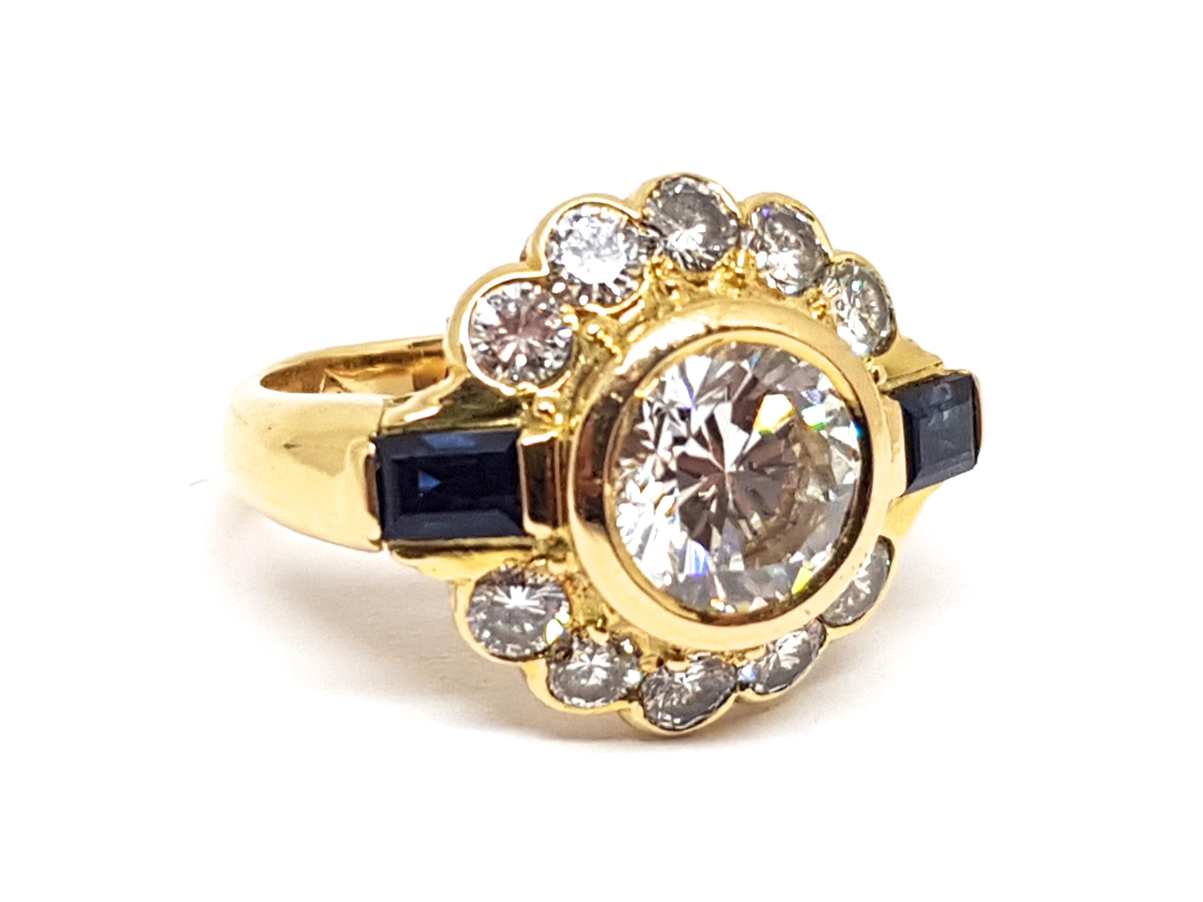 Vintage Diamond Sapphire Engagement Bridal Anniversary Wedding Yellow Gold Ring 4