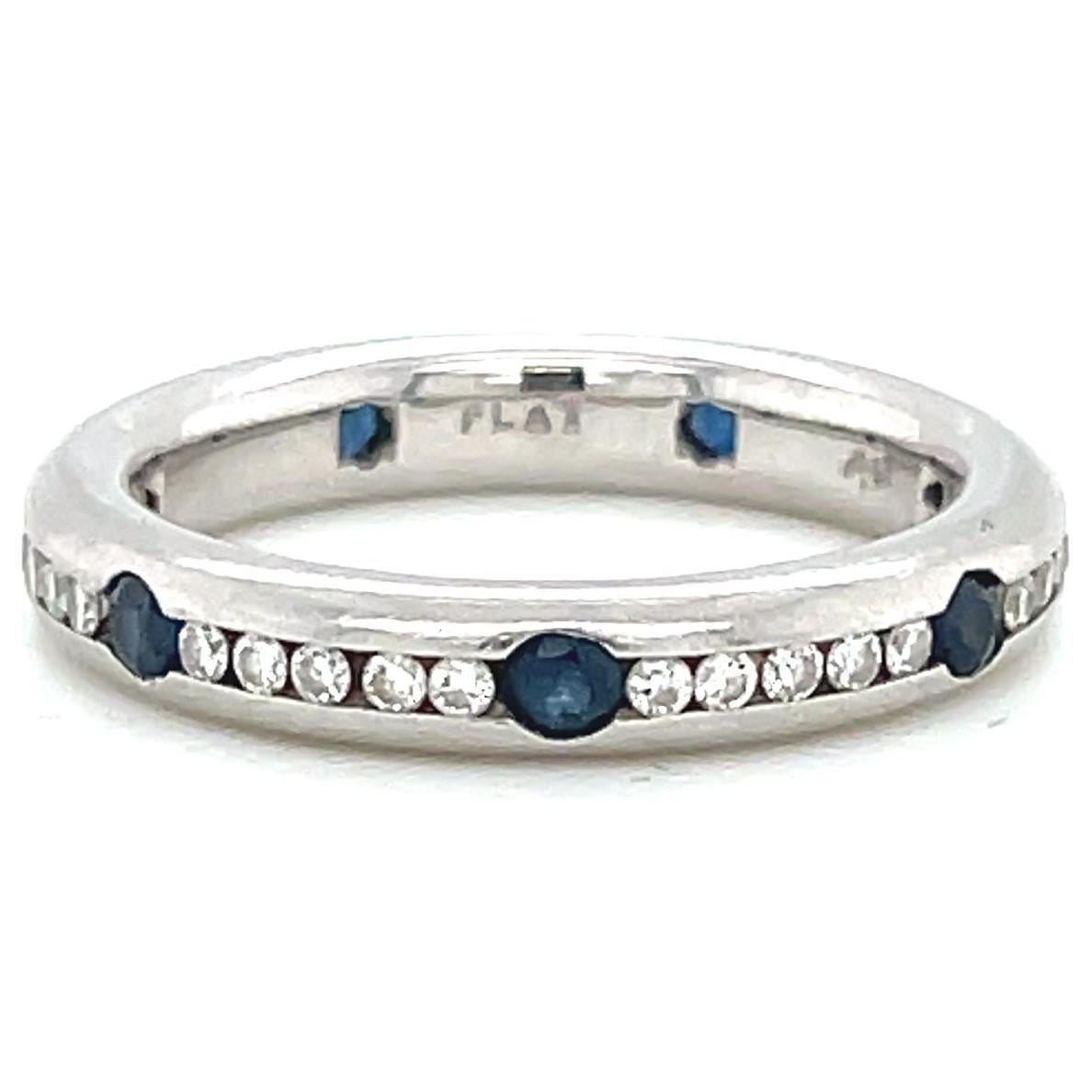Women's or Men's Vintage Diamond Sapphire Platinum Band Ring