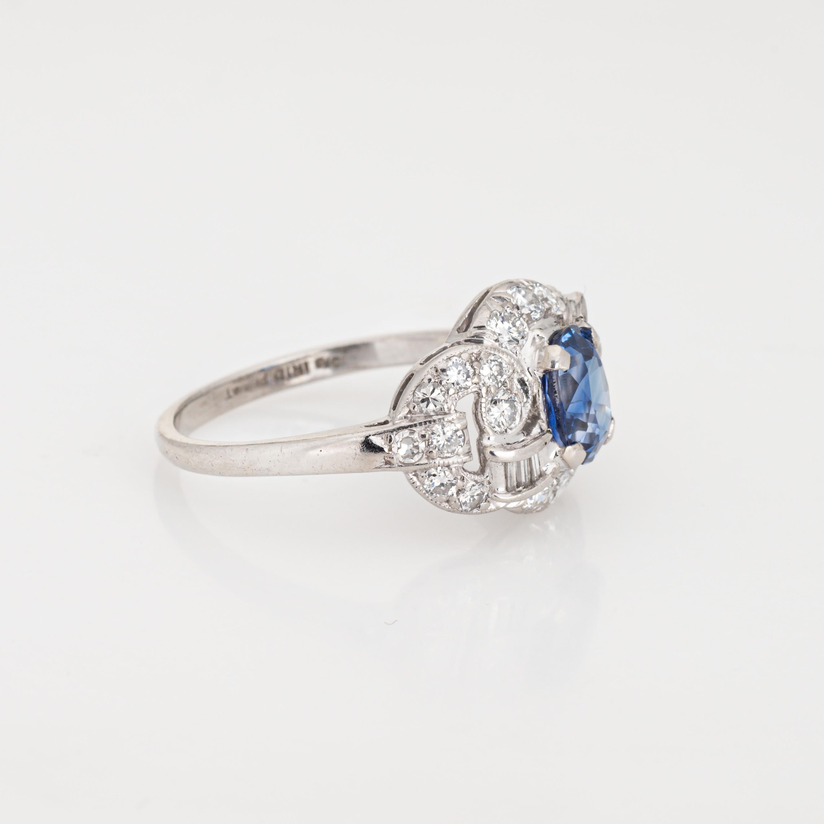 Vintage Diamant-Saphir-Ring Platin Gr. 7 Nachlass-Braut- Anniversary-Schmuck (Retro) im Angebot