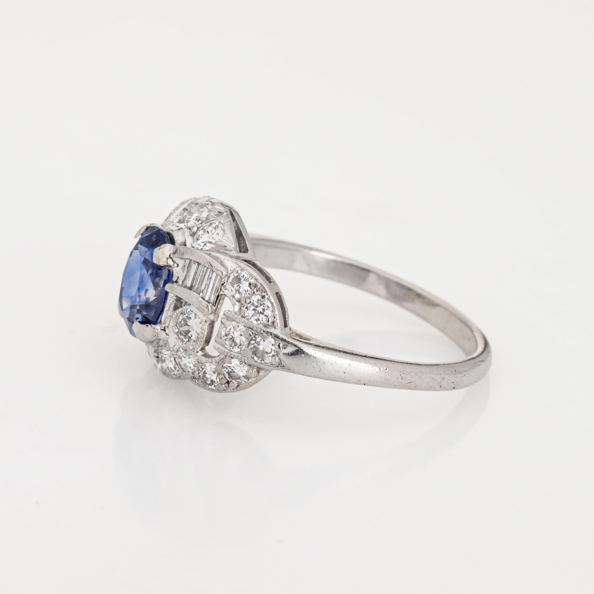 Vintage Diamant-Saphir-Ring Platin Gr. 7 Nachlass-Braut- Anniversary-Schmuck (Ovalschliff) im Angebot