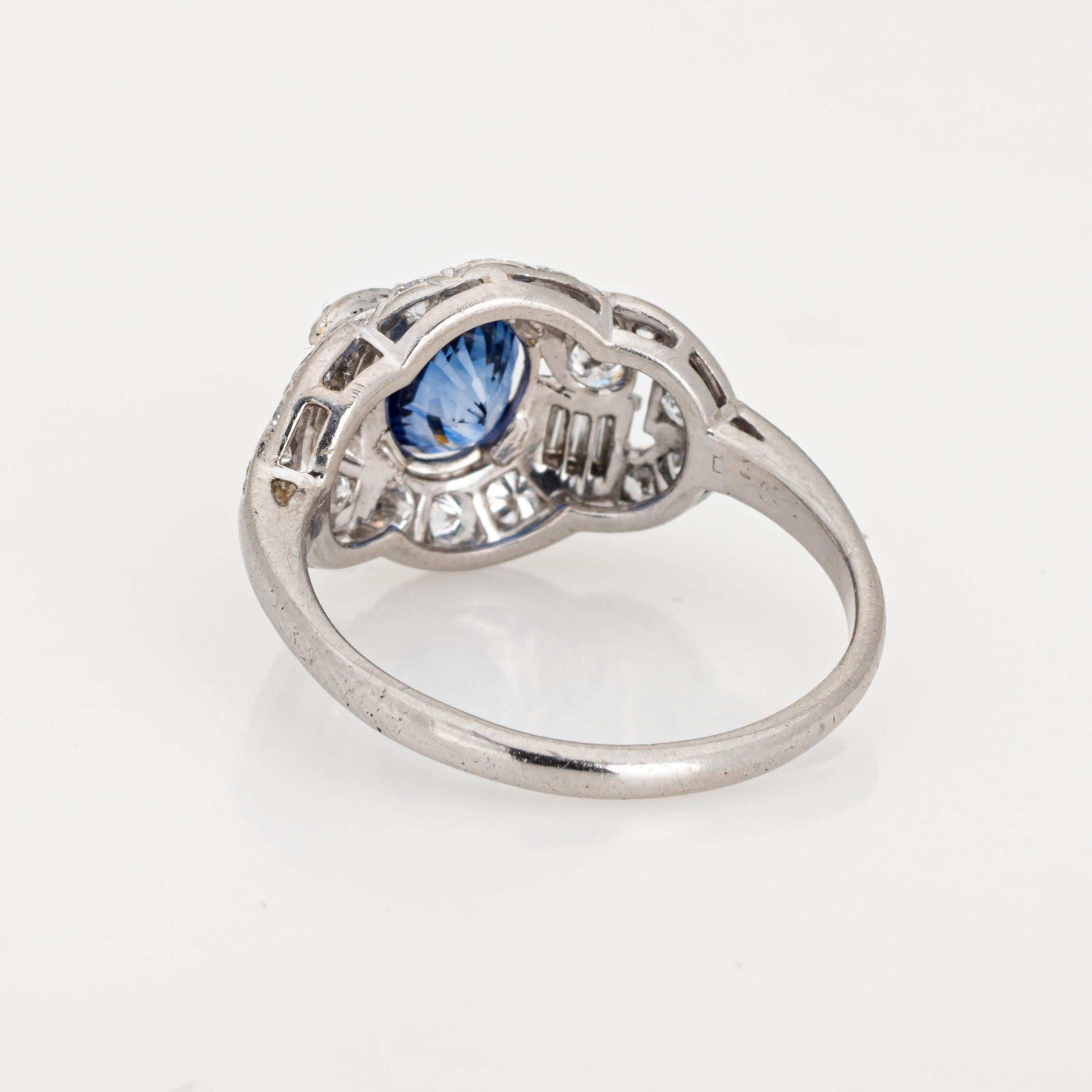 Vintage Diamant-Saphir-Ring Platin Gr. 7 Nachlass-Braut- Anniversary-Schmuck im Zustand „Gut“ im Angebot in Torrance, CA