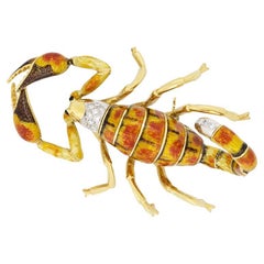 Broche scorpion vintage en diamants, c.1970