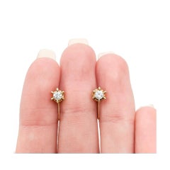 Vintage Diamond Screw Back Earrings in 18k Yellow Gold