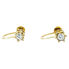Vintage Diamond Screw Back Earrings in 18k Yellow Gold