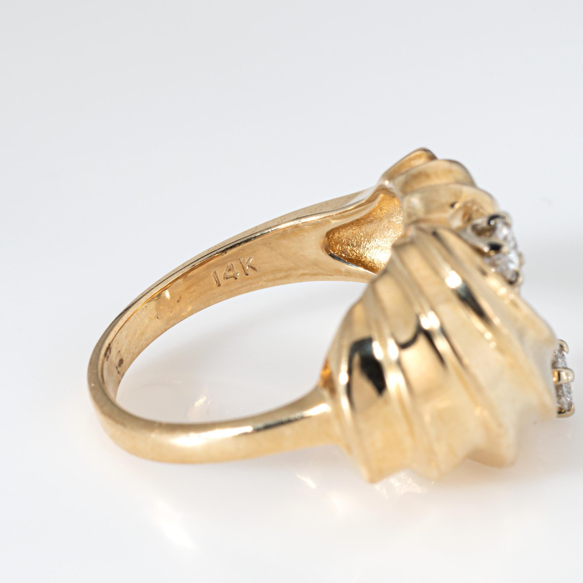 Anello Vintage Scroll Dome con diamante in oro giallo 14k Sz 6.25 Gioielli da cocktail di pregio in vendita 1