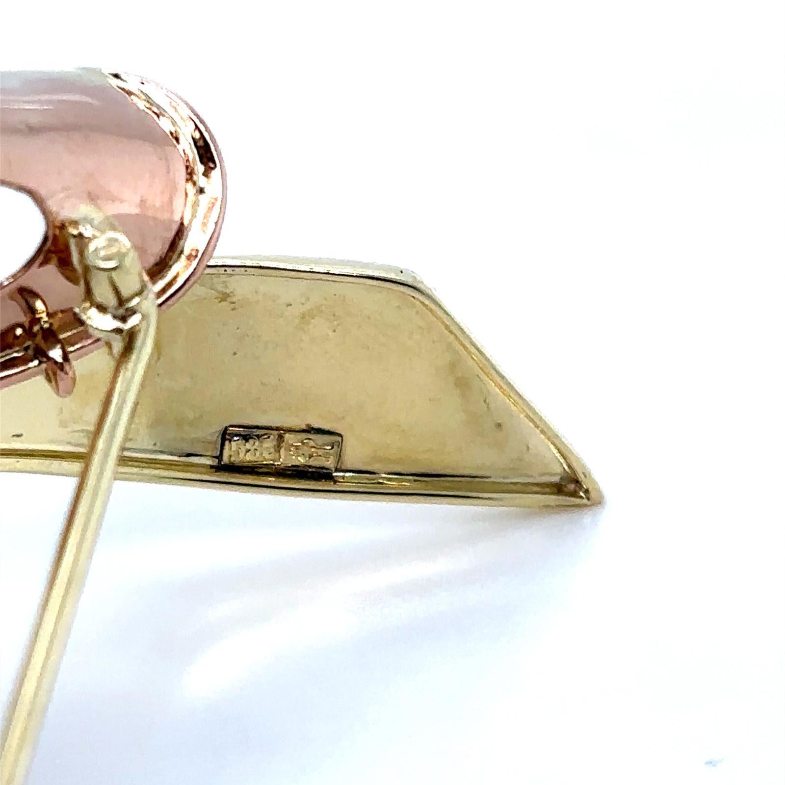 Vintage Diamond Set Bow Brooch 14 Karat Yellow White Rose Gold For Sale 2