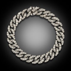 Vintage diamond set curb link bracelet, circa 1960