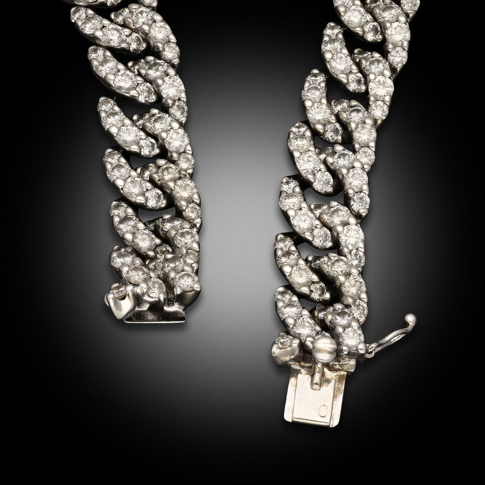 Bracelet vintage à maillons sertis de diamants, circa 1960 Excellent état - En vente à London, GB