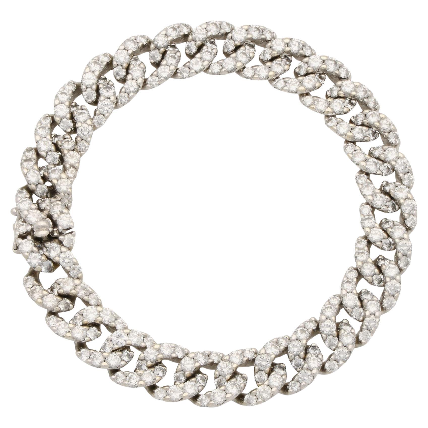 Bracelet vintage à maillons sertis de diamants, circa 1960 en vente
