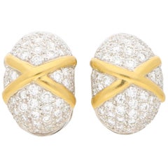 Orecchini vintage a cupola con diamanti incastonati in oro giallo e bianco 18 carati 1,75 carati