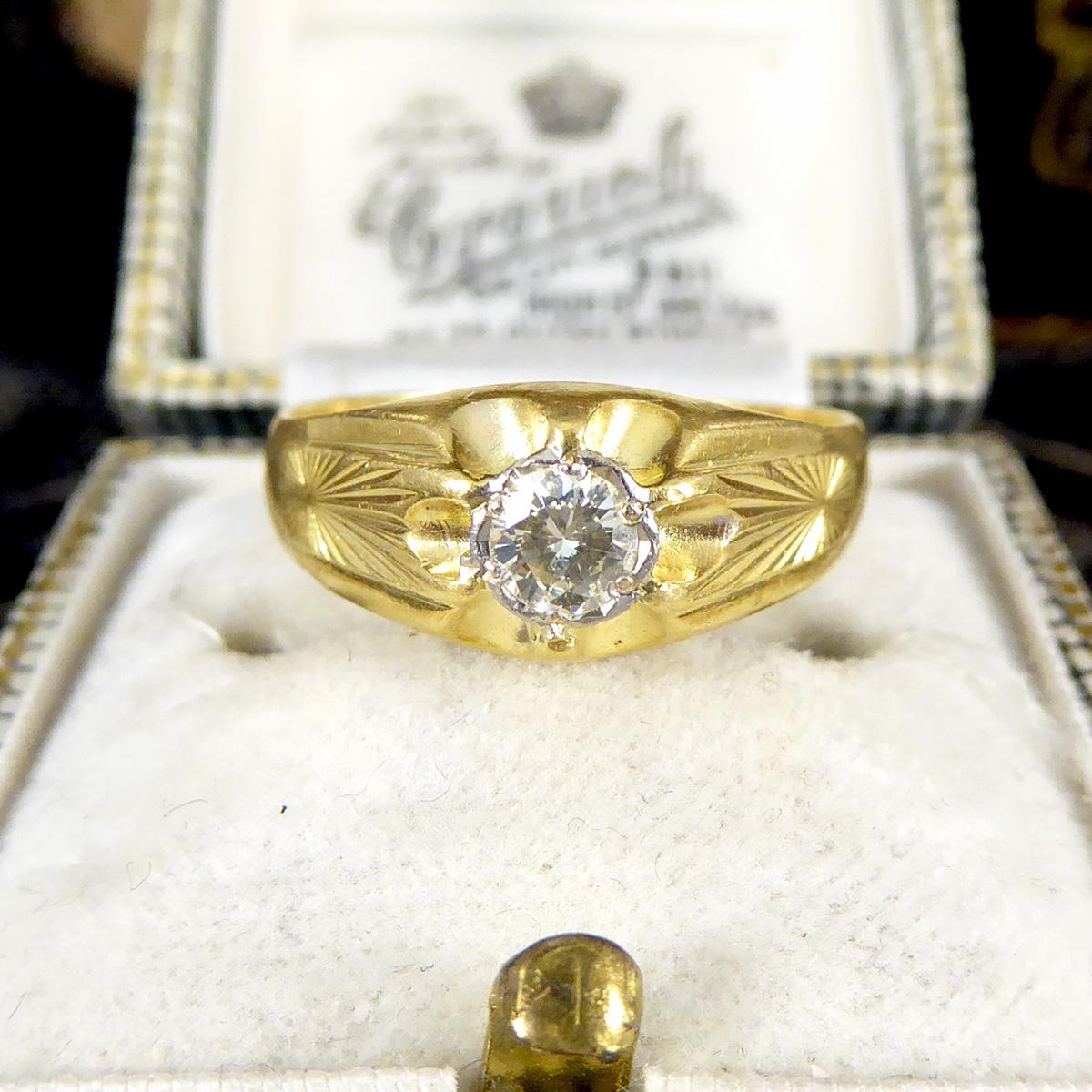 Vintage Diamond Set Gypsy Ring in 18ct Yellow Gold C1975 2