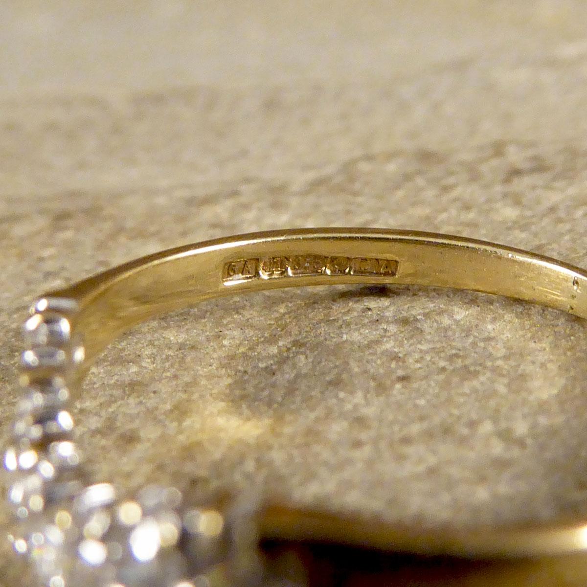 Round Cut Vintage Diamond Set Wishbone Ring in 9ct Yellow Gold