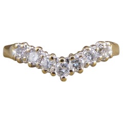 Vintage Diamond Set Wishbone Ring in 9ct Yellow Gold