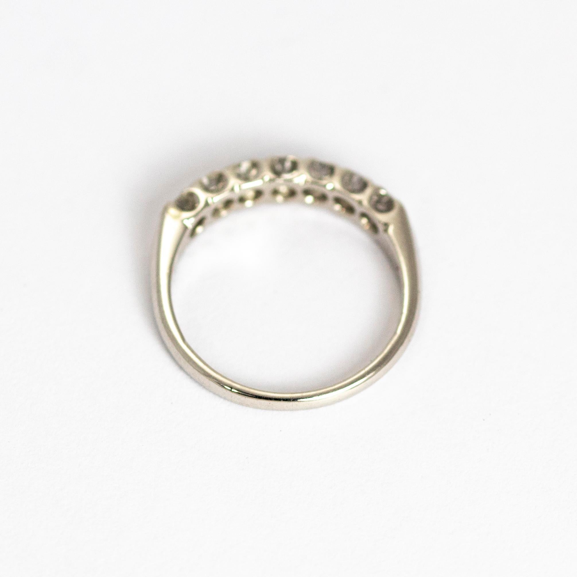 Women's or Men's Vintage Diamond Seven-Stone Platinum Ring