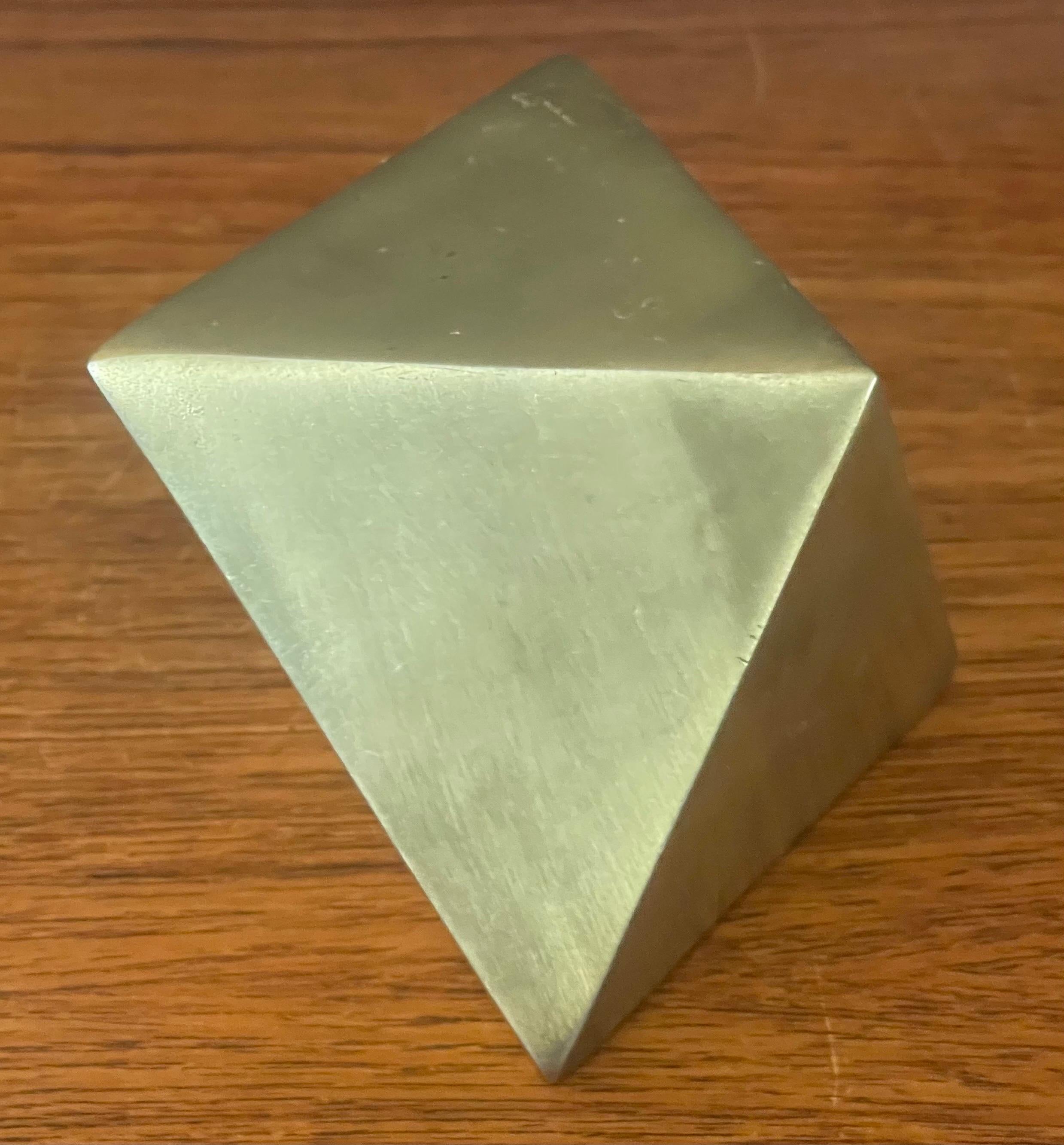 Mid-Century Modern Vintage Diamond Shaped Brass Paperweight For Sale