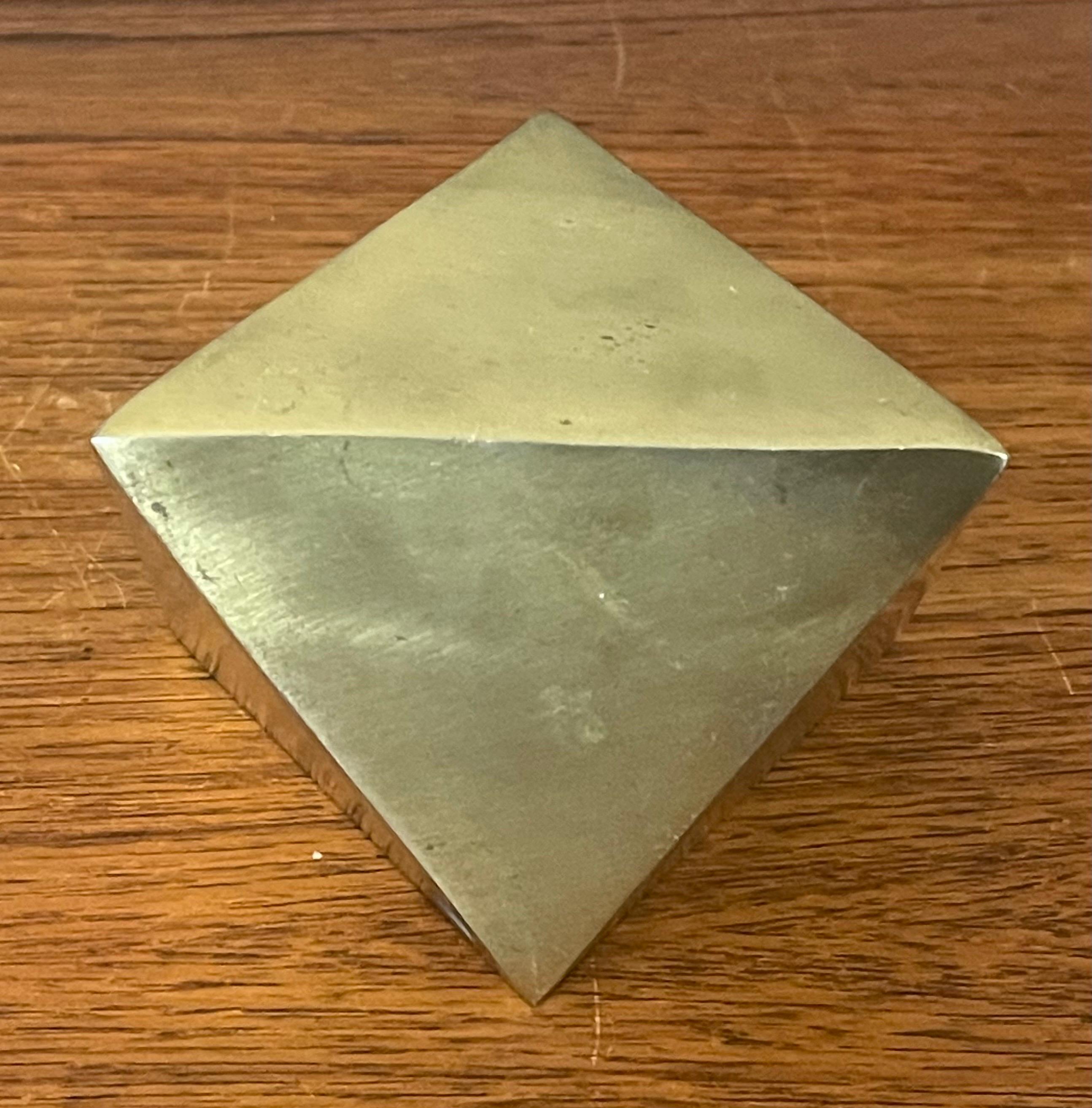 American Vintage Diamond Shaped Brass Paperweight For Sale