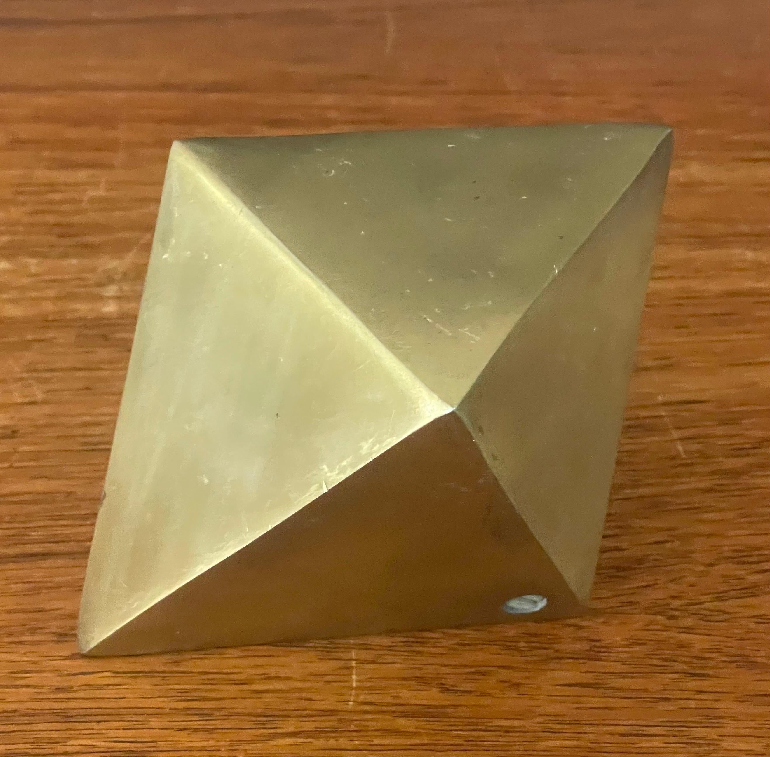Vintage Diamond Shaped Brass Paperweight In Good Condition For Sale In San Diego, CA
