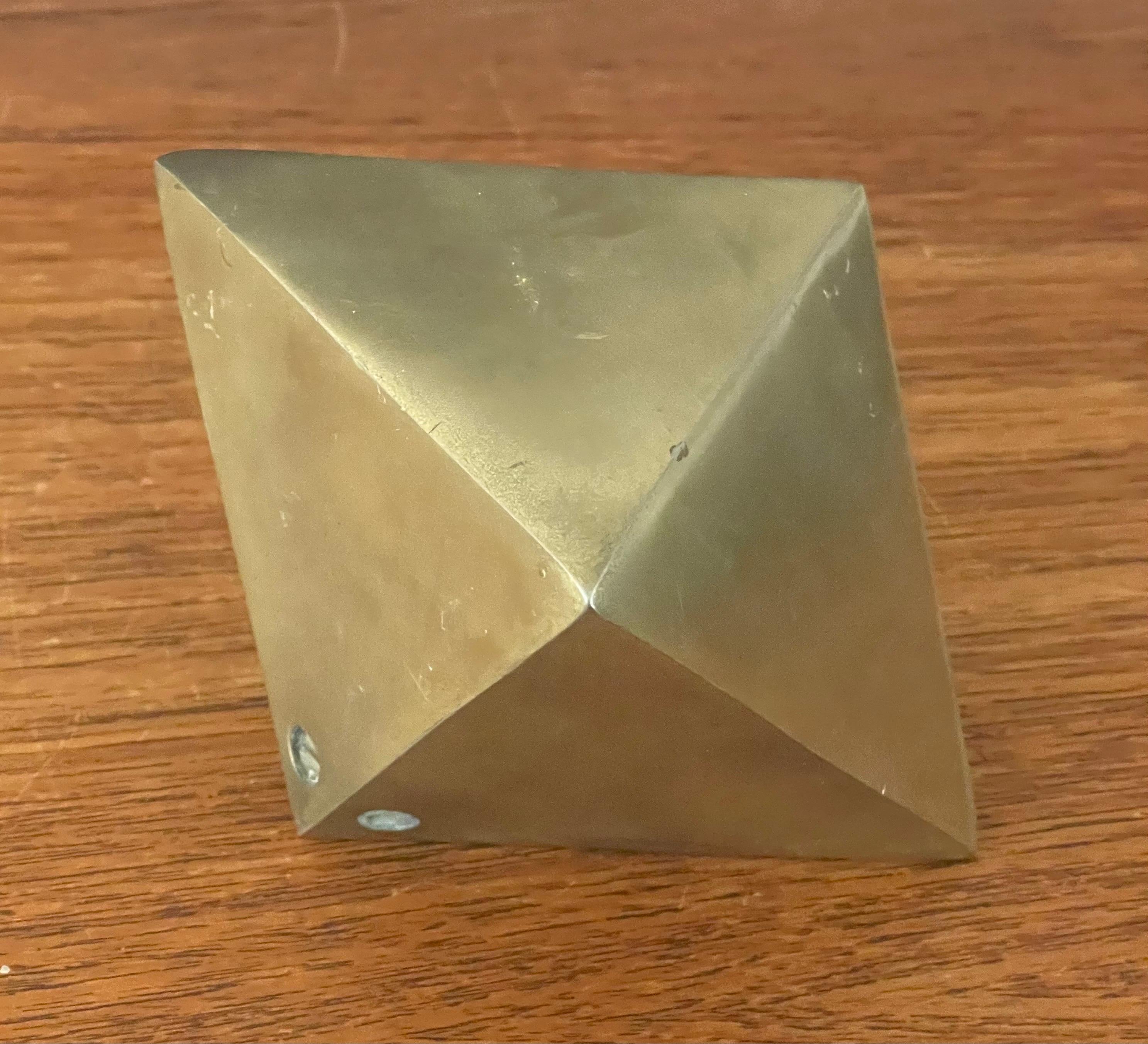 Vintage Diamond Shaped Brass Paperweight For Sale 1