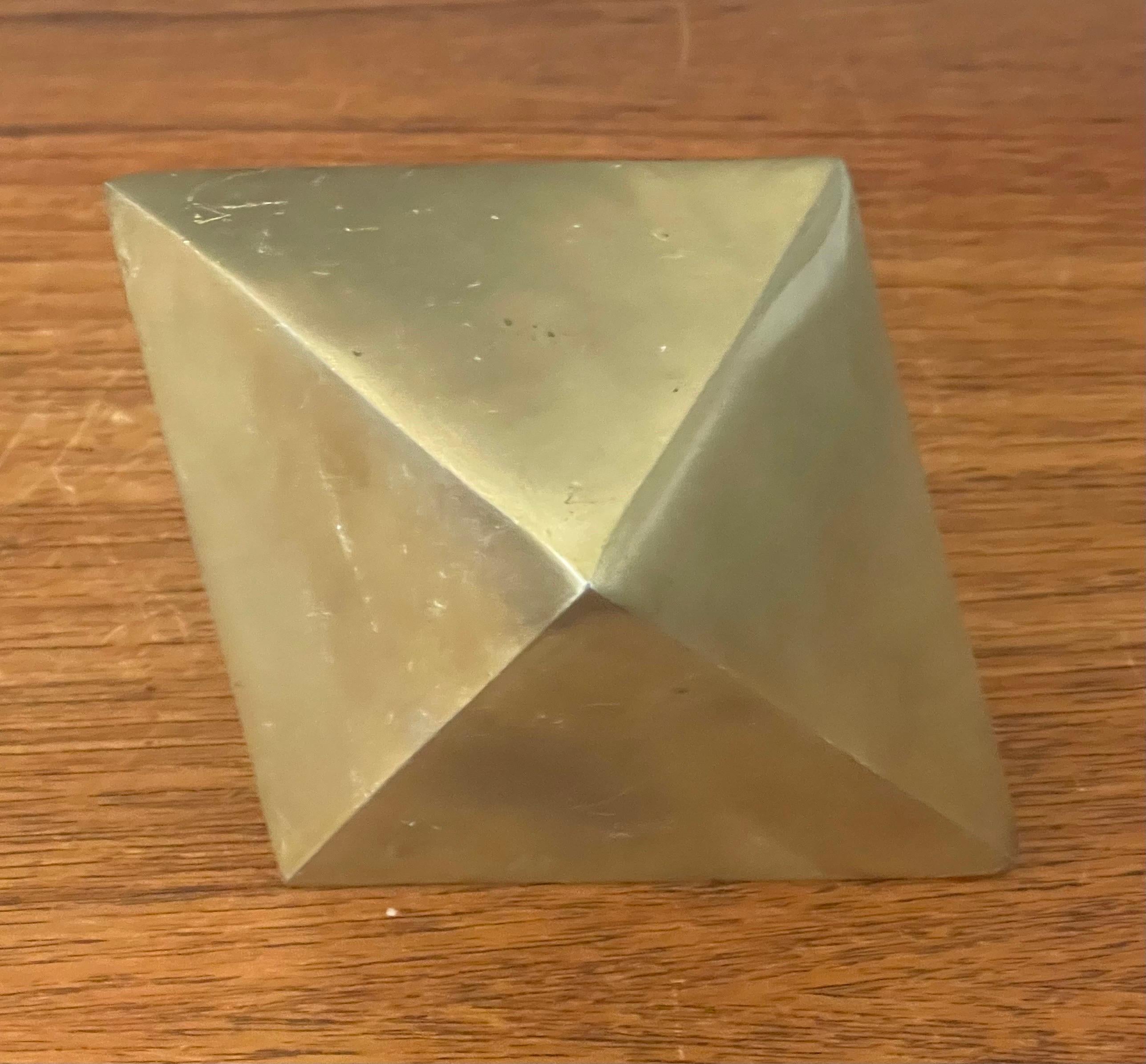 Vintage Diamond Shaped Brass Paperweight For Sale 3