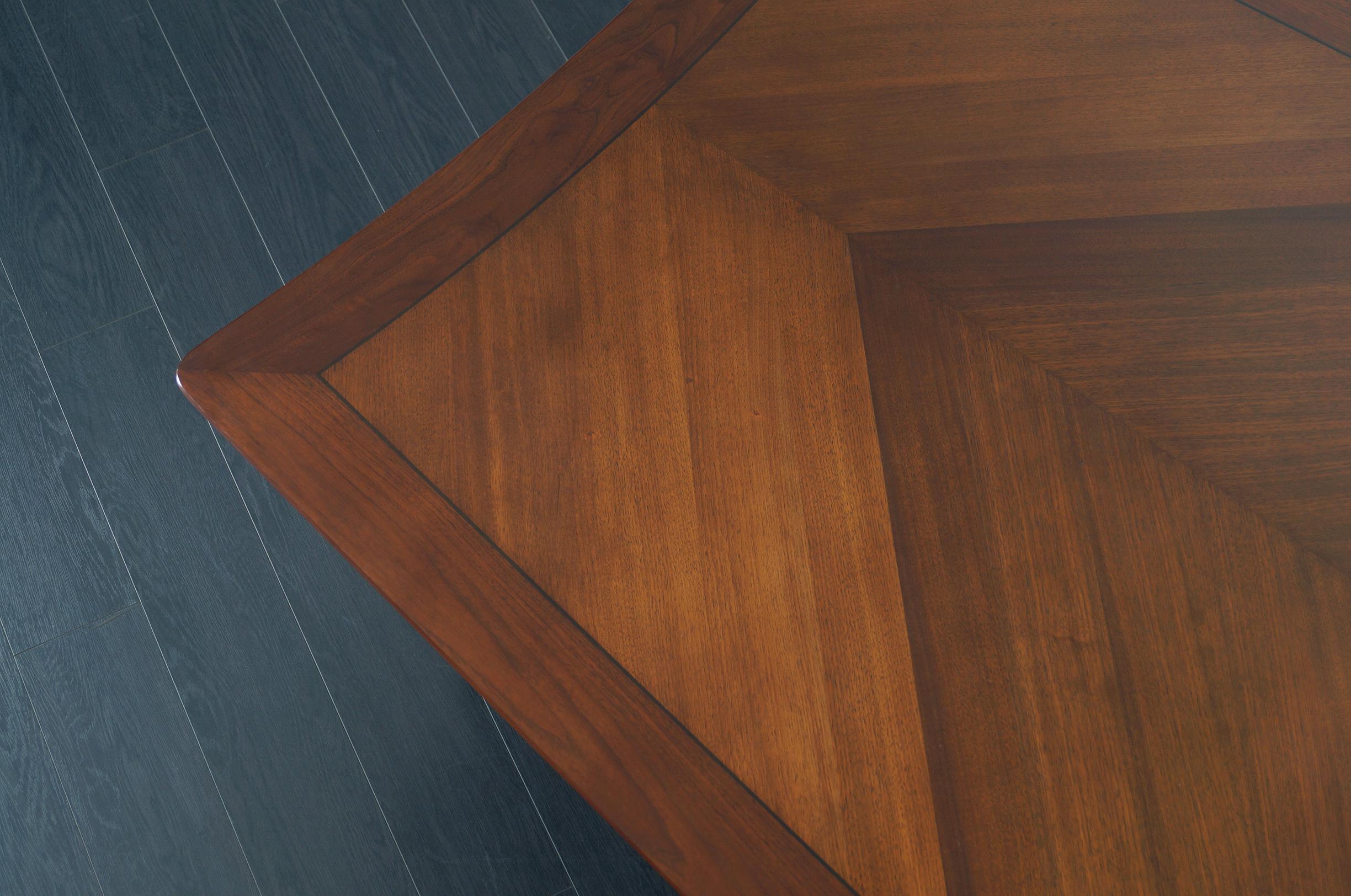 Walnut Vintage Diamond Shaped Conference Table or Dining Table by Monteverdi Young