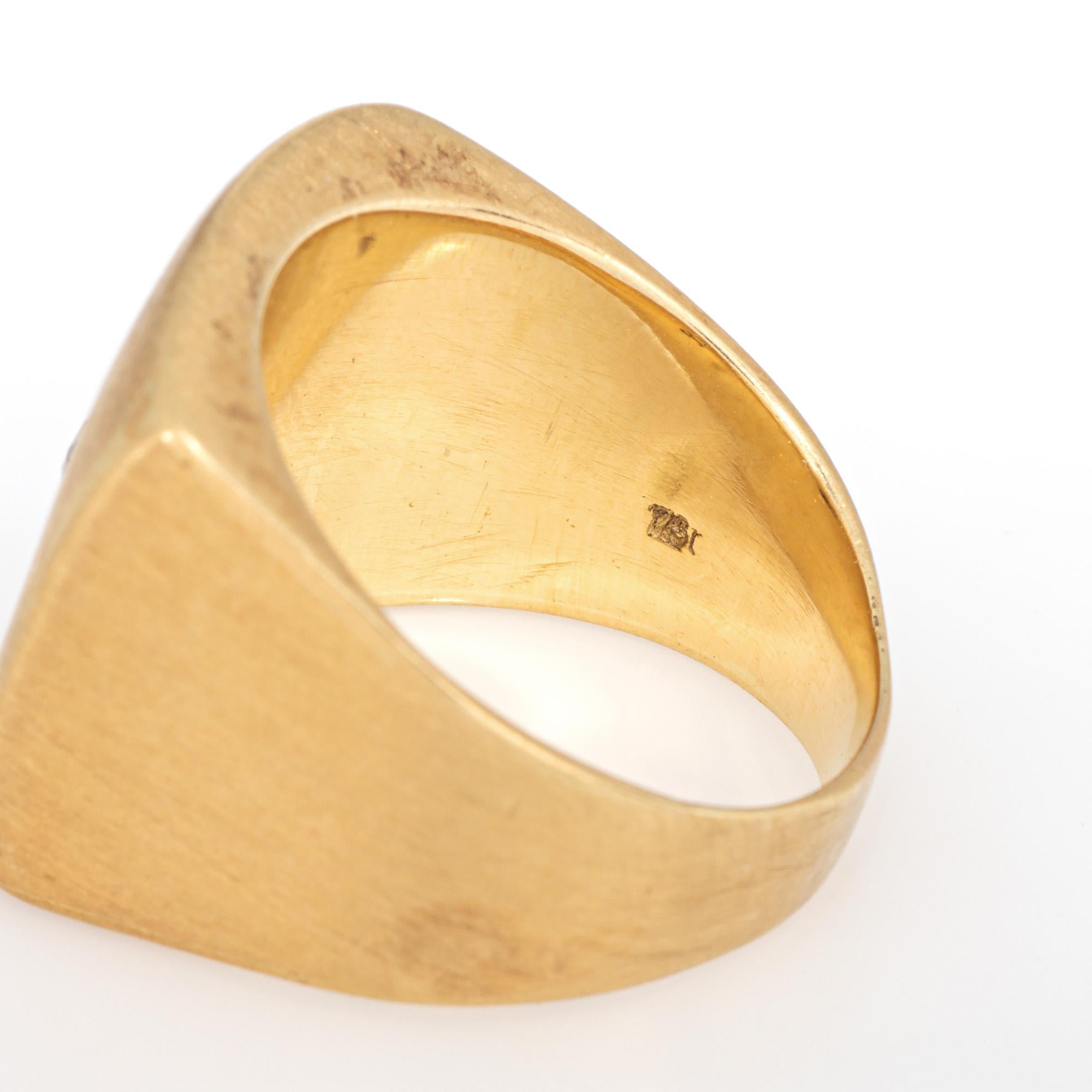 Vintage Diamant-Siegelring Gr. 6,5 Quadratischer Fossil-Design 18k Gelbgold Schmuck mit Fossil-Design im Angebot 2