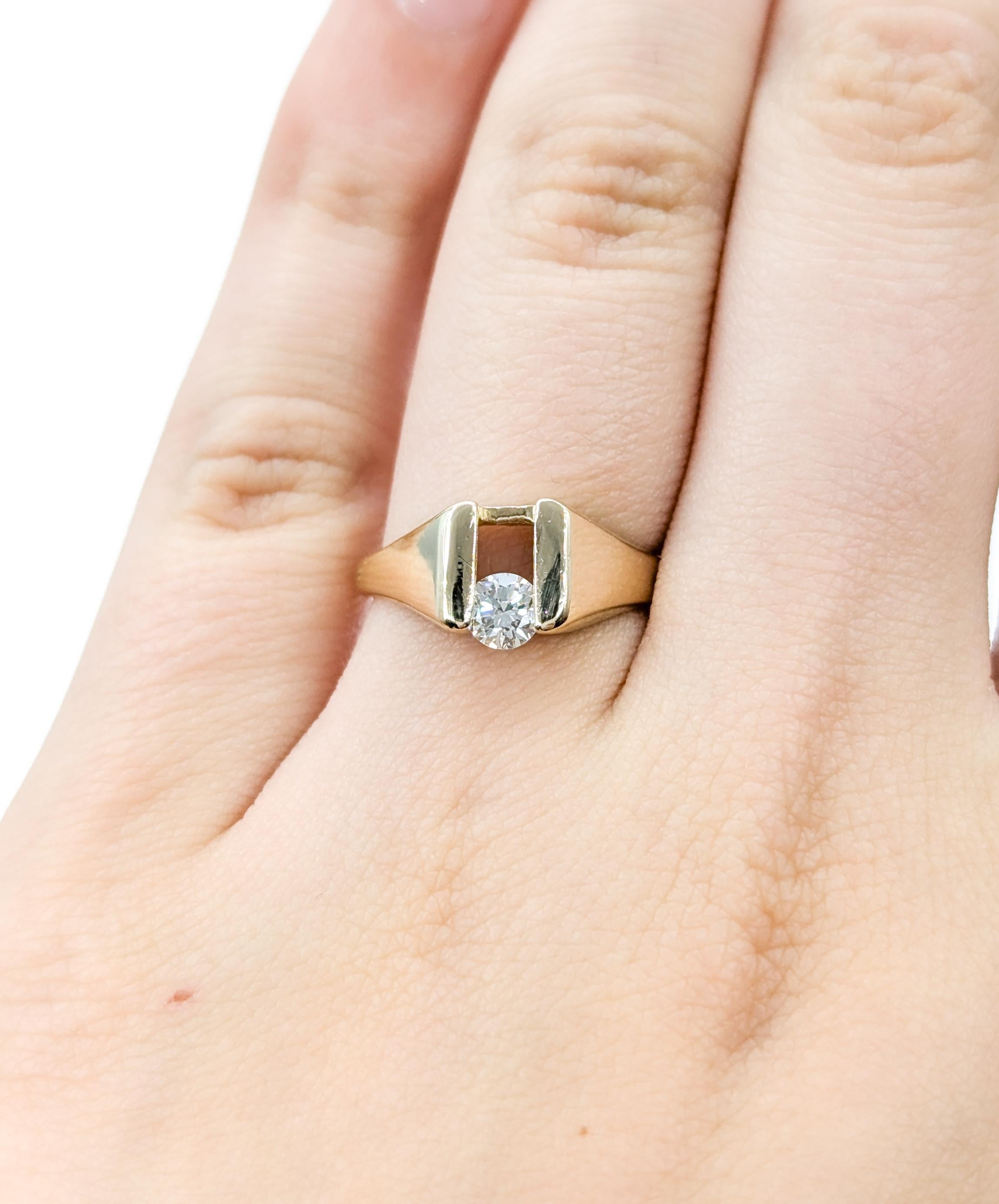 Diamant- Slider-Ring aus 14 Karat Gelbgold mit Vintage-Diamant im Zustand „Hervorragend“ in Bloomington, MN