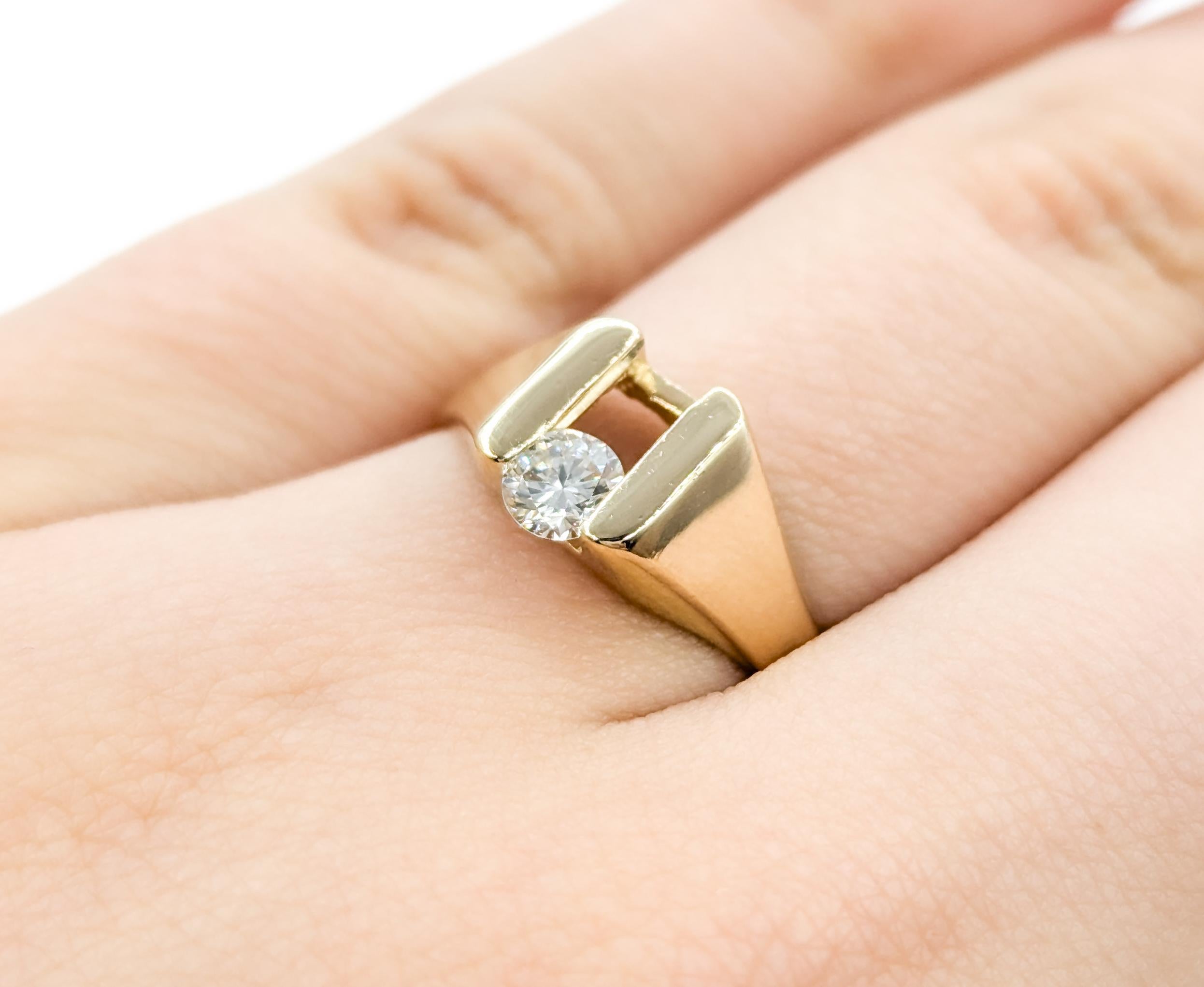 Diamant- Slider-Ring aus 14 Karat Gelbgold mit Vintage-Diamant für Damen oder Herren